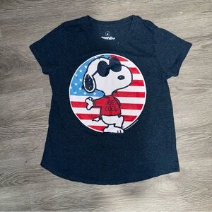 Patriotic Peanuts Blue Snoopy Short Sleeve Girl’s Tee